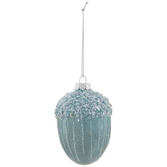 Northlight Glittered Mercury Glass Acorn Christmas Ornament - 4.5" - Blue {3}