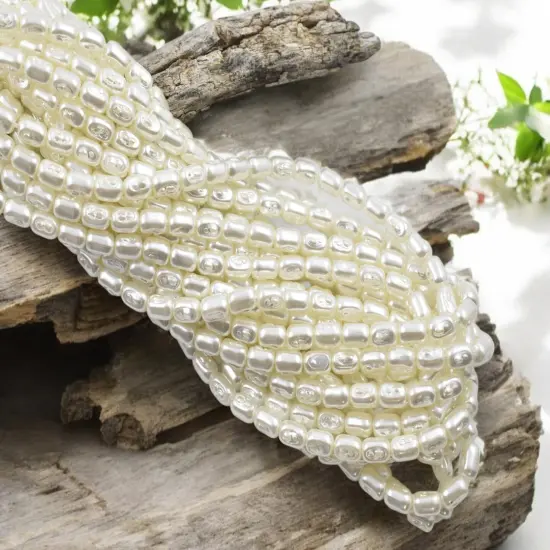 Czech Glass White Pearl Baroque Oval Beads -- Choose Your Size {5}