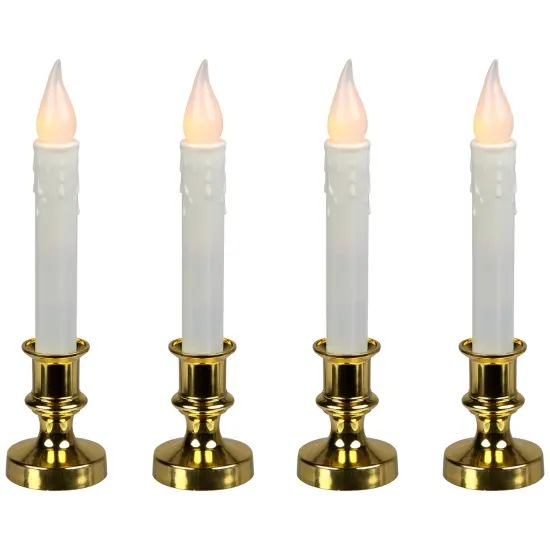 Northlight Frosted LED Flickering Window Candles with Timer - 8.5" - Set of 4 White {1}