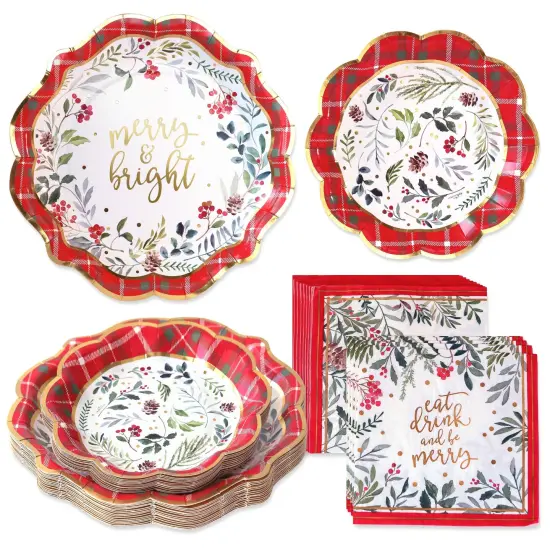 Kate Aspen Christmas Tableware Set - 7&rdquo; Plate (set of 16), 9&rdquo; Plate (set of 16), and Napkin (set of 30) {1}