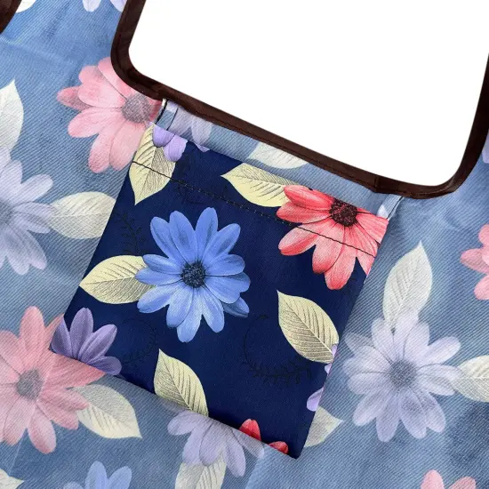 Wrapables Foldable Tote Nylon Reusable Grocery Bag (Set of 2), Colorful Daisies {5}