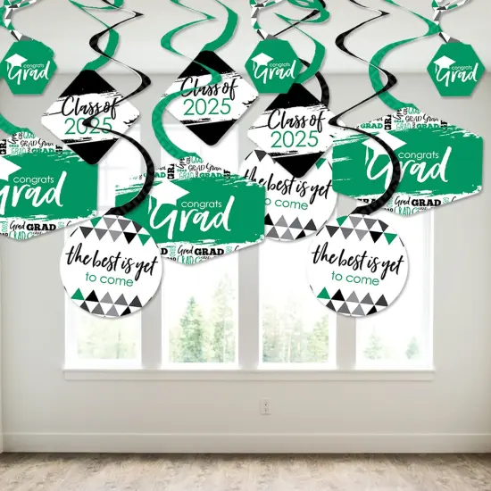 Big Dot of Happiness Green Graduation Class of 2025 Decorations Hanging Swirls - Set of 40 {4}