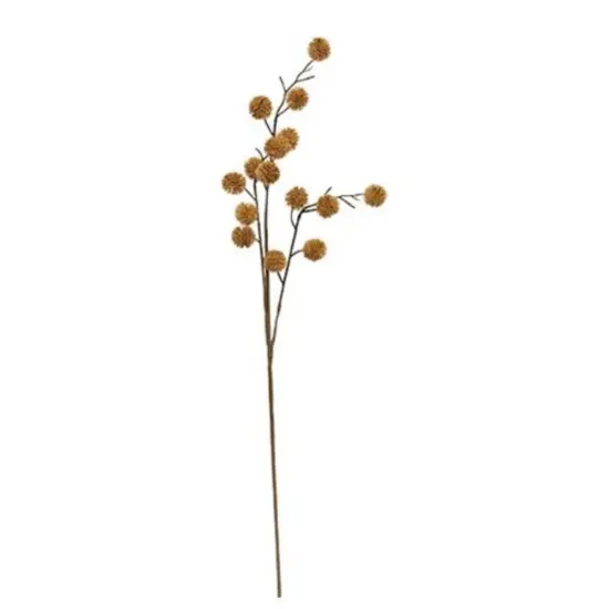 27&rdquo;High Mustard Thistle Pods Spray with Brown Paper Wrapped Stem and Plastic Branches {1}