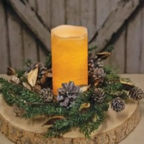 Birch Cone Pod & Glitter Rattan Ball Candle Ring {2}