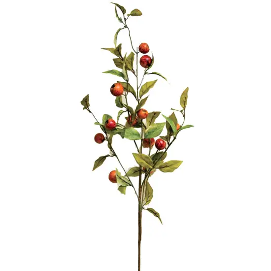 Crab Apple Branch with Red Apples and Green Leaves 30&rdquo; Fall Floral {1}