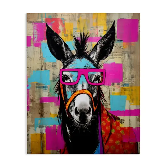 Stupell Industries Quirky Spectacle Donkey Canvas Wall Art Design by LSR Design Studio {1}