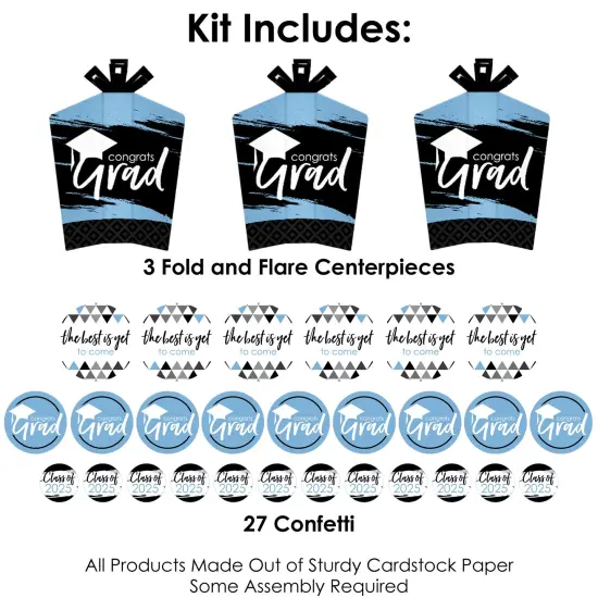 Big Dot of Happiness Light Blue Grad Best is Yet to Come 2025 Light Blue Graduation Party Decor and Confetti Terrific Table Centerpiece Kit 30 Ct {4}