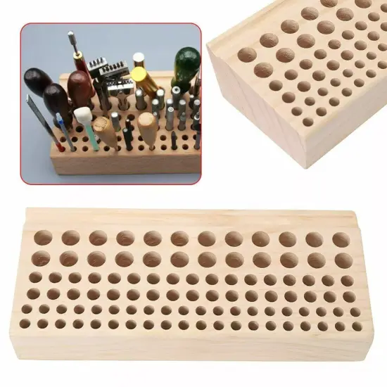 98 Holes Leather Craft Tool Wooden Rack Wood Punch Tool Stand Holder Organizer {4}