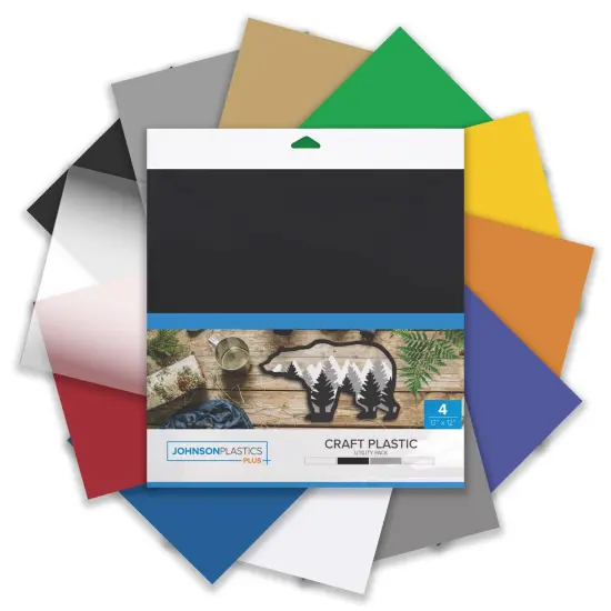 JPPlus Craft Plastic Plastic Craft Sheets for Laser Cutter, & Engraver Use- 4 Pack Black {5}