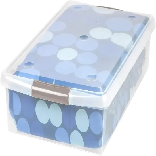 IRIS USA 40 Qt Plastic Under Bed Storage Stackable Nestable Organizer Bin Container with Secure Lids and Durable Tan Buckles, Multi-Purpose for Clothes, Shoes, and Beddings, Clear {1}