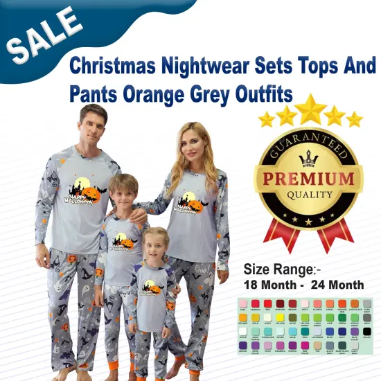 Christmas Nightwear Sets Tops And Pants Orange Grey Outfits Mischka {2}