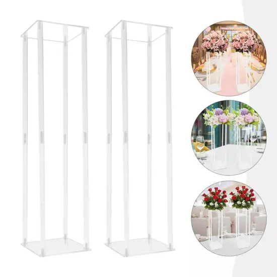 2PCS 39" Clear Acrylic Flower Stand Column Vase Centerpieces Wedding Decoration {1}