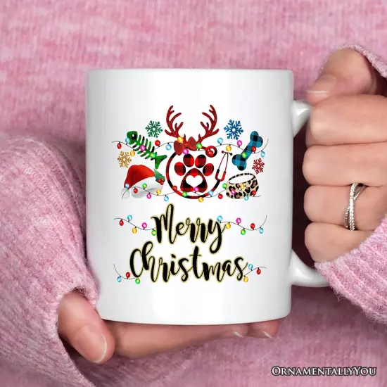 Pet Themed Buffalo Plaid Veterinarian Christmas Mug, Animal Owner Gift {2}