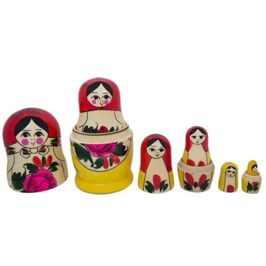 Set of 6 Wooden Dolls Nesting Dolls Semenov Matryoshka 5.75 Inches {3}