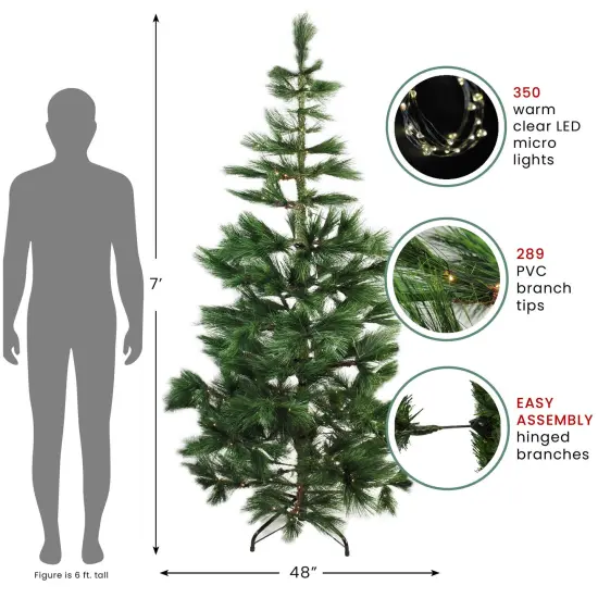 Northlight 7' Pre-Lit Medium Pine Artificial Christmas Tree - Warm Clear LED Lights Green {5}