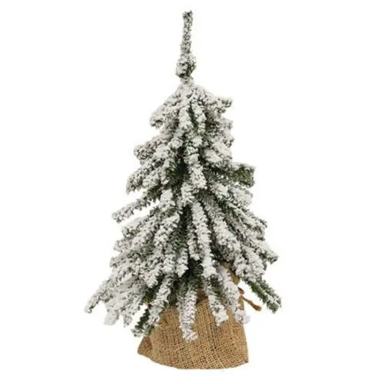 Flocked Mini Downswept Tree With Burlap Base 15" {1}