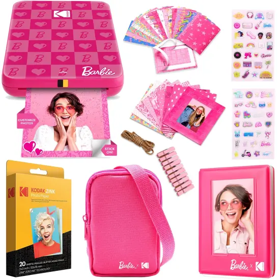 Kodak x Barbie Step Slim Instant Photo Printer, Iconic Style Barbie Case, Paper & More - Gift Bundle {1}