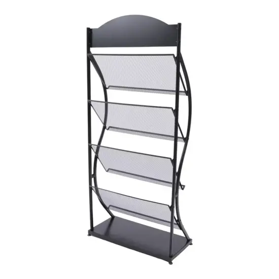 Freestanding Magazine Newspaper Book Rack Office Display Organizer Metal Stand {1}