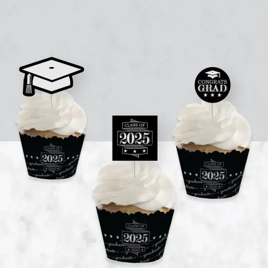 Big Dot of Happiness Graduation Cheers - Cupcake Decoration - 2025 Graduation Party Cupcake Wrappers and Treat Picks Kit - Set of 24 {4}