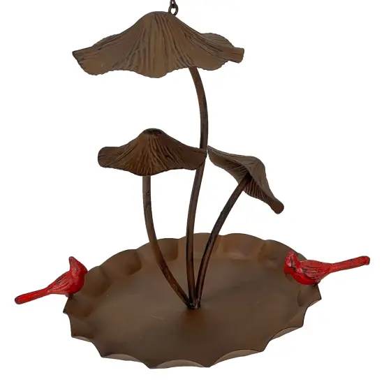 Rustic Brown Triple Mushroom Bird Feeder &ndash; Pie Plate Tray, Farmhouse Decor {1}