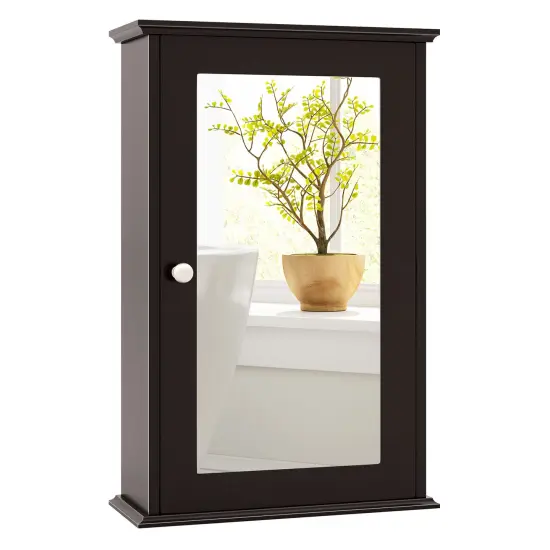 Bathroom Wall Cabinet with Single Mirror Door Grey {9}