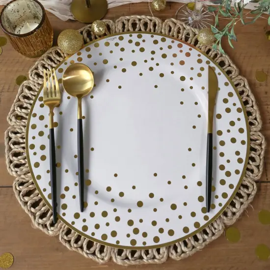 Kate Aspen 13&rdquo; Classic Gold Foil Dot Placemat (set of 24) {2}