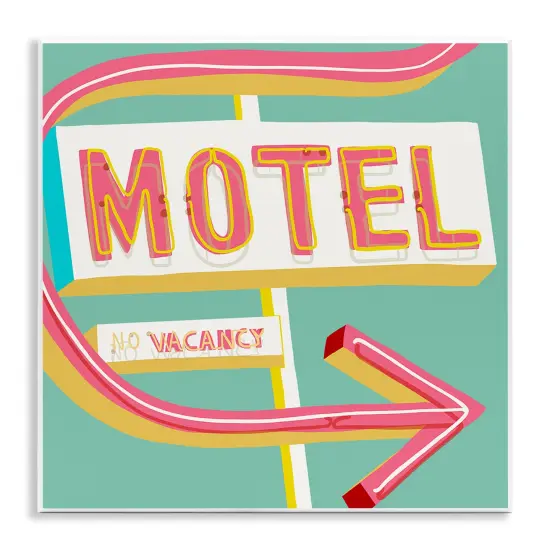 Stupell Industries Retro Motel Vacancy Wall Plaque Art Design by Jen Bucheli {1}