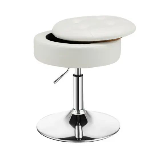 Adjustable 360&deg; Swivel Storage Vanity Stool with Removable Tray Pink {4}