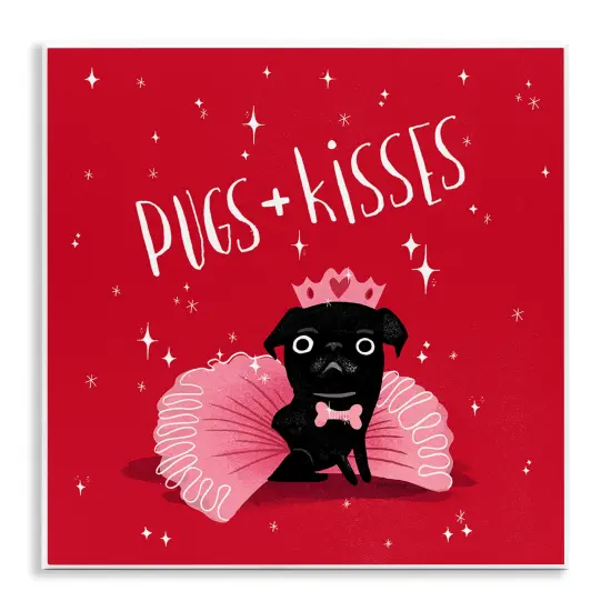 Stupell Industries Pugs & Kisses on Red Wall Plaque Art Design by Leeza Hernandez {1}