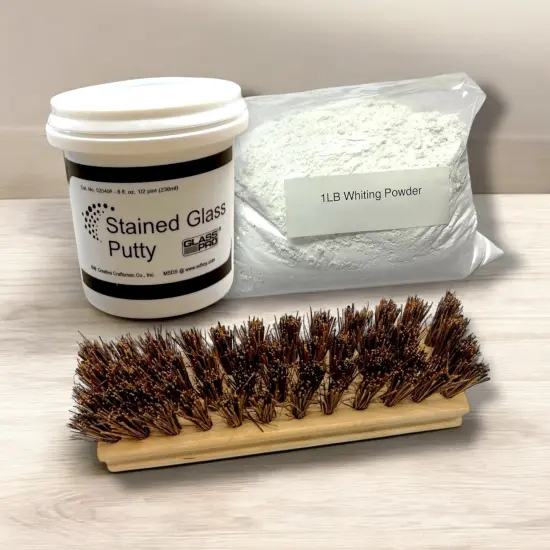 Stained Glass Putty, 1LB Whiting Powder & Cement Brush {1}