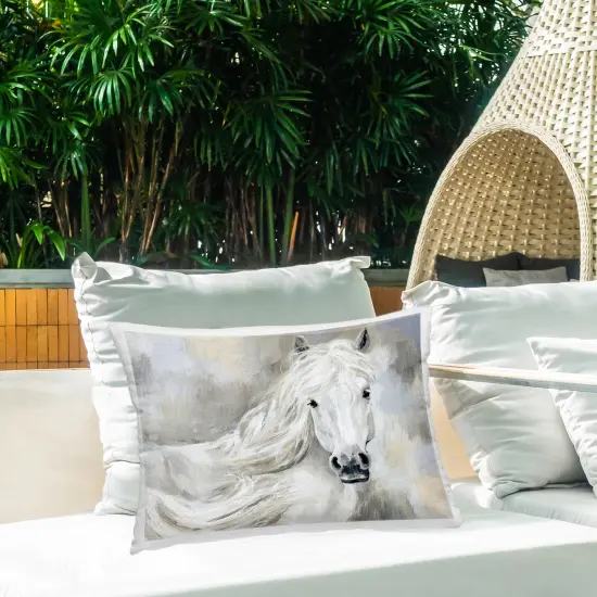 Lovely White Horse Portrait Outdoor Printed Pillow Design by Victoria Barnes, 14 x 7 x 20 {2}