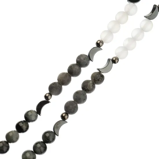 John Bead 6mm Solar System Universe Galaxy 5" Bead Strand Moon {1}