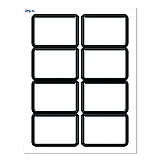 Avery® Printable Rectangle Adhesive Name Tags, Double Black Border Design, 2-1/3" x 3-3/8", Matte White Removable Name Tags, Laser/Inkjet, 80 Total, Great for Name Badges {1}
