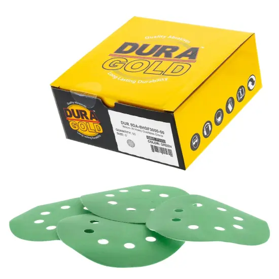 3000 Grit - 5" Green Film DA Sanding Discs - 8-Hole Pattern Hook and Loop - Box of 50 {1}