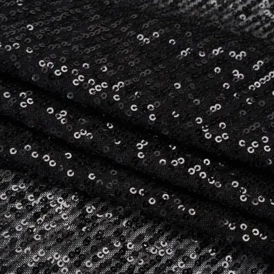 1 Yard Black Stretch Polyester Mesh Fabric Baby Sequins Stripes 49 inch Width {4}