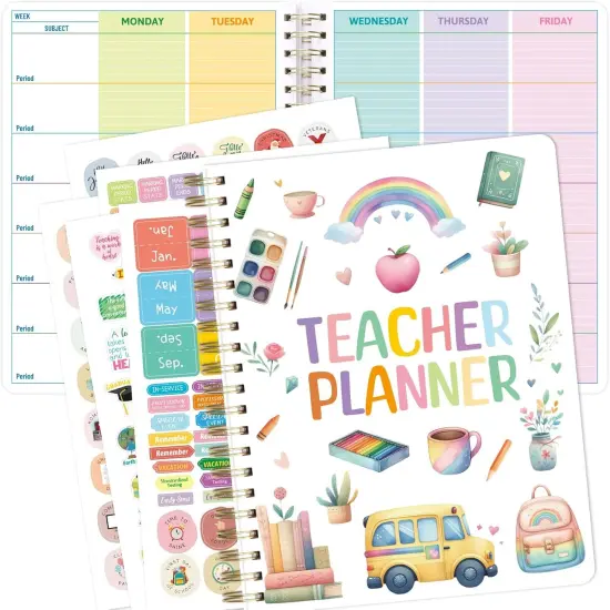 Teacher Planner Undated - 8.5 X 11 inch with 5 Sheets Stickers {1}