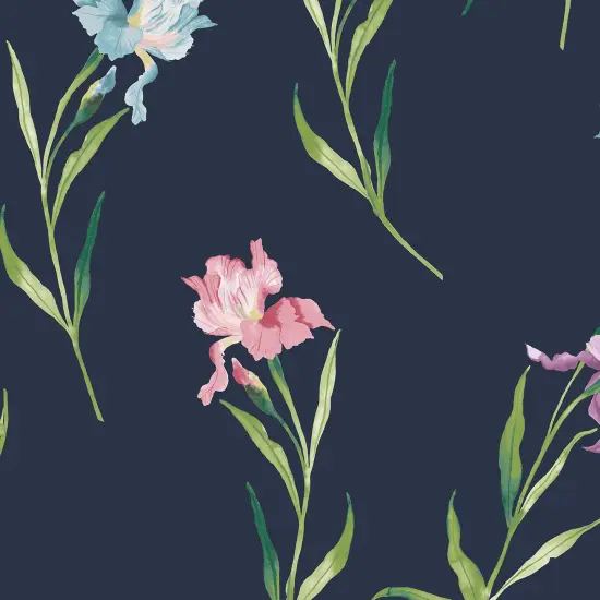 Laura Ashley Hawling Irises Midnight Seaspray Wallpaper {2}