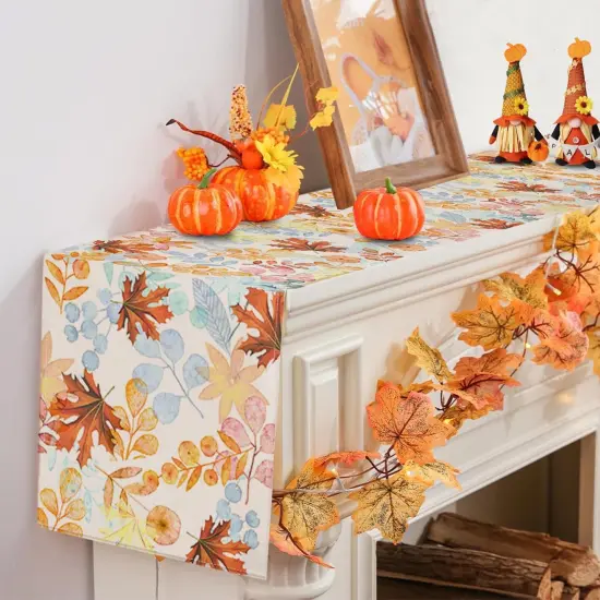 Fall Maple Leaf Table Runner 13x72 Inch Long {4}