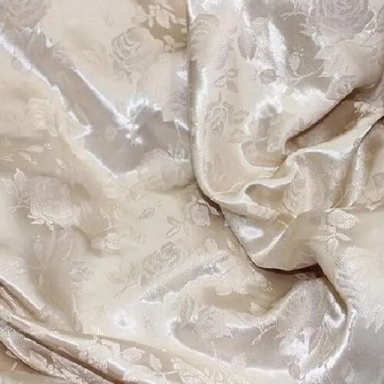 1 Yard Champagne Rose Floral Jacquard Satin 60/59&Prime; Width 100 Percent Polyester {2}