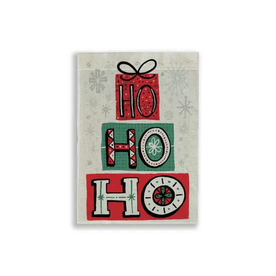 Ho Ho Ho Burlap Garden Flag {1}