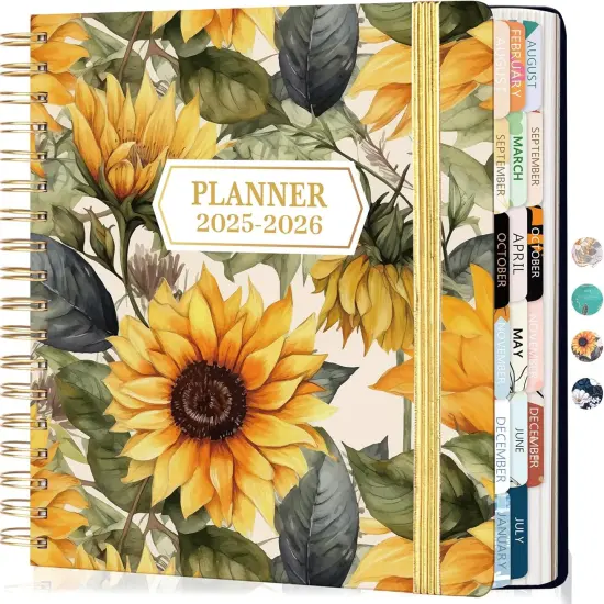18 Months Planner 2025-2026 - 8.3 x 9.3 Inch (Sunflower) {1}