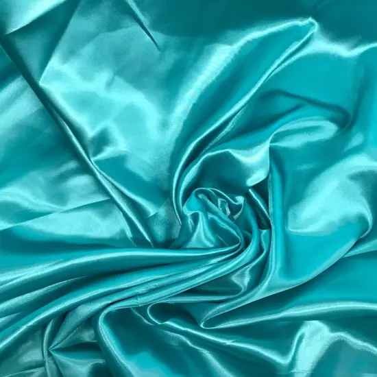 1 Yard Tiff Blue Shiny Satin Fabric Polyester Lightweight Smooth 58&Prime;-60&Prime; Wide {1}