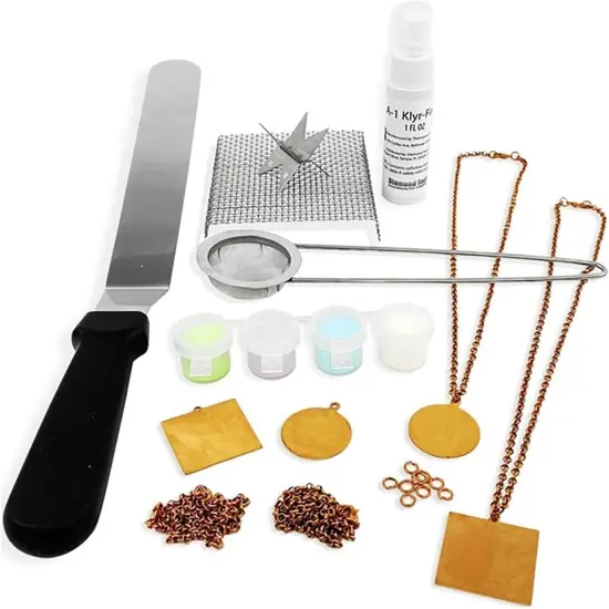 Copper Enamel Jewelry Kit &ndash; Make Glossy Jewelry in Minutes with Enamel Powder, Copper Blanks & Accessories {2}