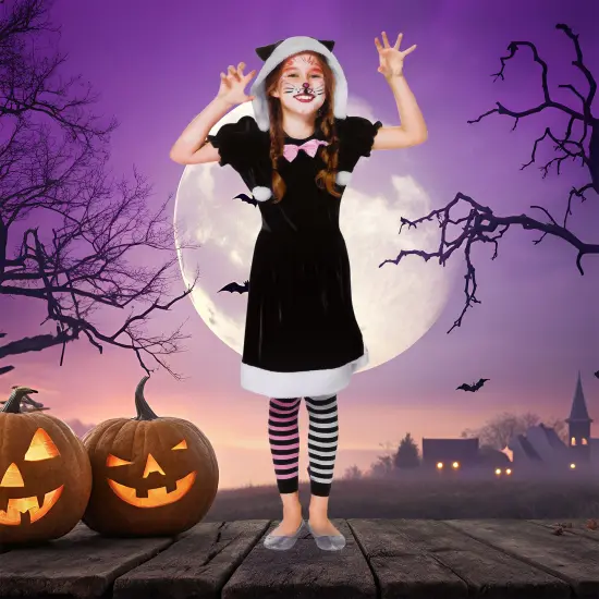 Northlight Black and White Girls Cat Children's Halloween Costume - Medium - 4-6 Years {1}