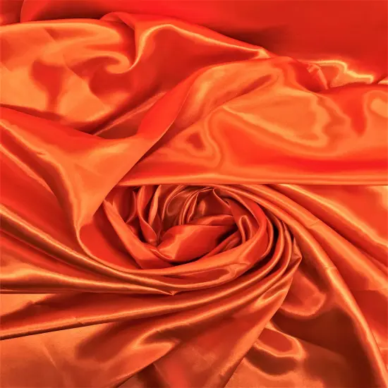 1 Yard Vibrant Orange Medium Satin Fabric Polyester Lightweight Sheen 58&Prime;-60&Prime; wide {1}