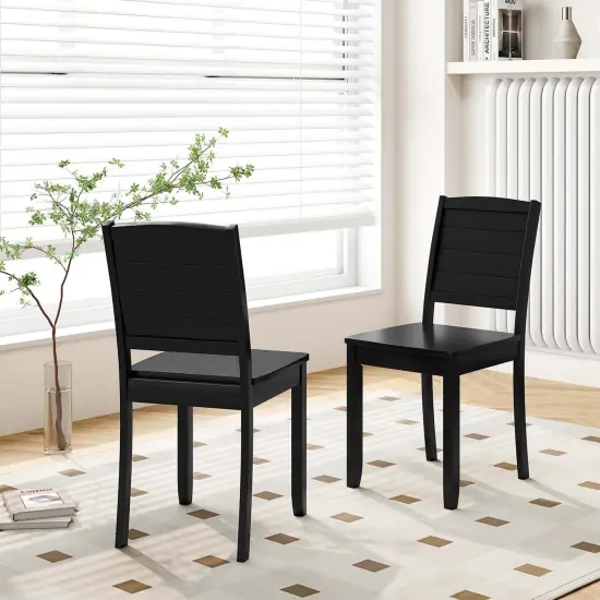 Costway Armless Wood Dining Chair Set of 2 with Rubber Wood Legs Curved Backrest Kitchen White/Black {4}