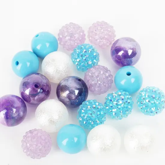 CousinDIY Bubblegum Bead 20mm 20/Pkg-Purple, Teal, White Mix {3}