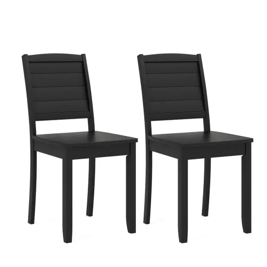 Costway Armless Wood Dining Chair Set of 2 with Rubber Wood Legs Curved Backrest Kitchen White/Black {8}