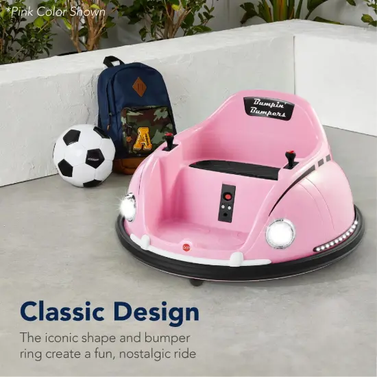 Best Choice Products 6V Kids Ride On Bumper Car Toy w/ Remote Control, Harness, Lights, 360 Degree Spin Navy Blue {5}