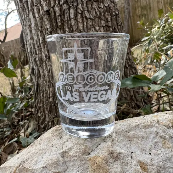 2oz Welcome to Las Vegas Shotglass LASER {2}